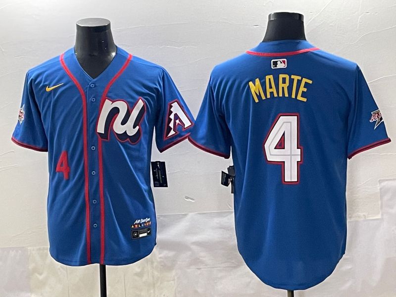 Men 2025 Arizona Diamondback #4 Marte Blue All star Blank Blue Nike MLB Jersey style 2->->